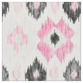 Tissu Motif à la mode noir rose moderne d'ikat (Fermer)
