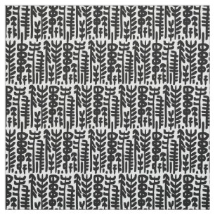 Tissu Motif à l'encre noire d'arbre de course