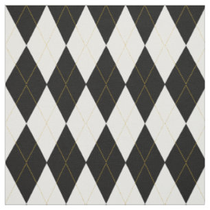Tissu Motif à motifs de losanges d'or du blanc du noi