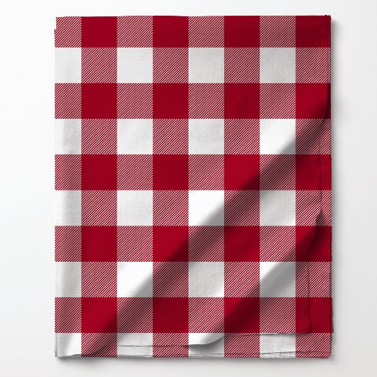 Tissu Motif à plaid de buffle rouge et blanc