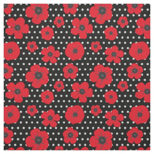 Tissu Motif à points rouges et à points polka (Échantillon)
