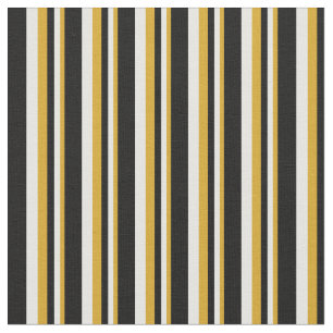 Tissu Motif à rayures de couleur or, blanche et noire