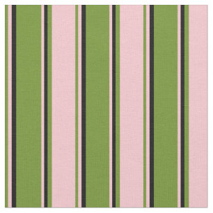 Tissu Motif à rayures vertes, roses et noires