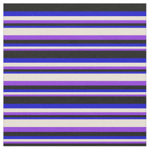 Tissu Motif à rayures violet, bisque, bleu et noir