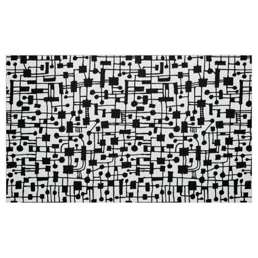 Tissu Motif Abstrait 020517 - Noir sur blanc (Fat Quarter)