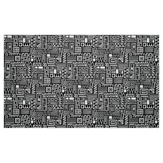 Tissu Motif Abstrait 110122 - Blanc sur noir (Fat Quarter)