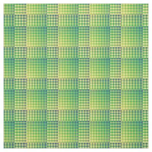 Tissu Motif Abstrait à Damier Vert Bleu (Échantillon)