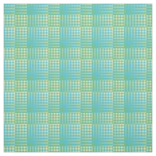 Tissu Motif Abstrait Damier Bleu Vert (Échantillon)