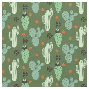 Tissu Motif abstrait de désert de cactus de hippie