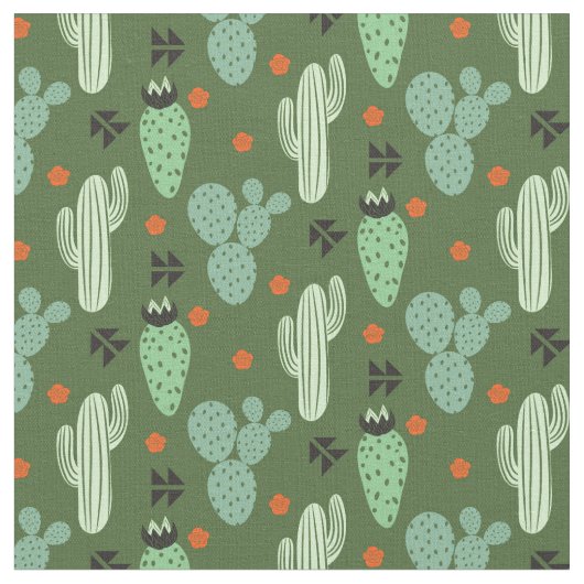 Tissu Motif abstrait de désert de cactus de hippie (Fermer)