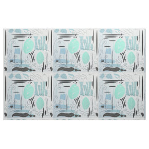 Tissu Motif Abstrait floral moderne du milieu du siècle