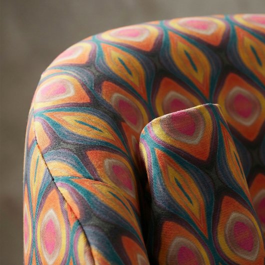 Tissu Motif Abstrait rose orange jaune rétro funky