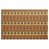 Tissu Motif africain des éléphants noirs oranges (Fat Quarter)