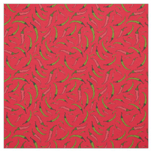 Tissu Motif alimentaire de poivre rouge et vert brillant