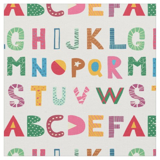 Tissu Motif Alphabet coloré (Fermer)