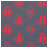 Tissu Motif Ancre en Marine et Rouge (Fermer)