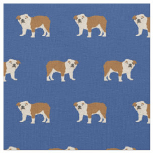 Tissu motif anglais Bulldog bleu
