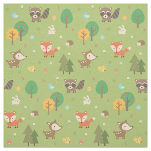 Tissu Motif Animaux de Forêt Mignon pour Enfants