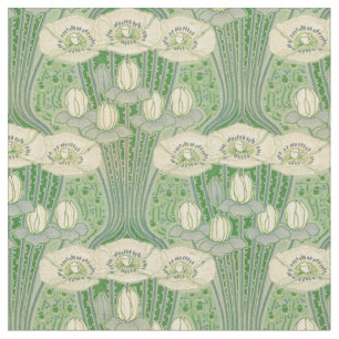 Tissu Motif Art Nouveau vintage Lotus and Poppies