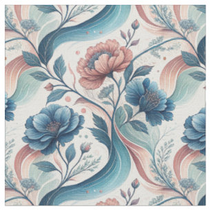 Tissu Motif artistique botanique de tourbillons floraux