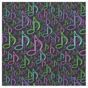 Tissu Motif au néon lumineux de note de musique de cool