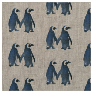 TISSU MOTIF AVEC DEUX PENGUINS AMOUREUX !