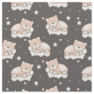 Tissu motif avec le petit sommeil d'ours