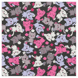Tissu motif avec les chats mignons 3 de griffonnage de