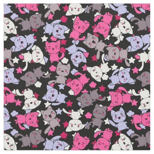 Tissu motif avec les chats mignons 3 de griffonnage de (Fermer)