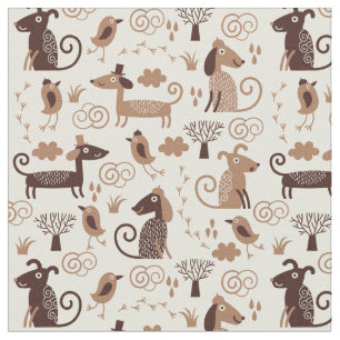 Tissu motif avec les chiens mignons