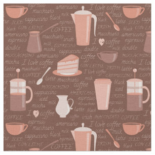 Tissu Motif avec les éléments relatifs de café