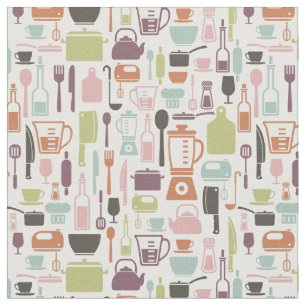 Tissu Motif avec les icônes colorées de cuisine