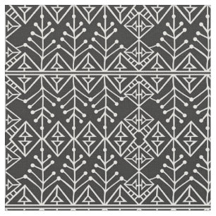 Tissu - Motif aztèque noir et blanc