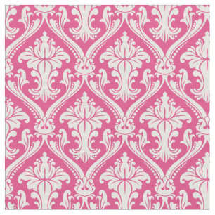 Tissu Motif baroque damassé rose chaud tendance