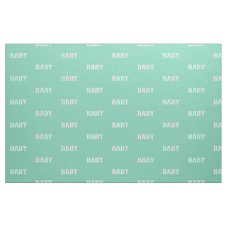 Tissu Motif bébé en blanc sur vert