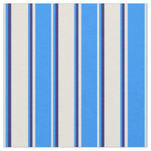 Tissu Motif beige, bleu et bleu nuit