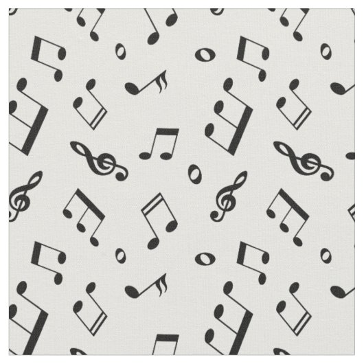 Tissu Motif Black and White Music Notes (Fermer)