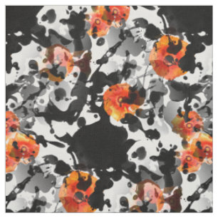Tissu MOTIF BLACK INK & POPPIES + votre backgr. & idées