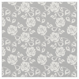 Tissu Motif blanc de dentelle sur l'arrière - plan gris