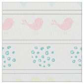 Tissu motif blanc d'oiseaux, points, pas, fleurs, (fermé)