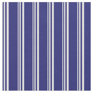 Tissu Motif blanc et bleu nuit