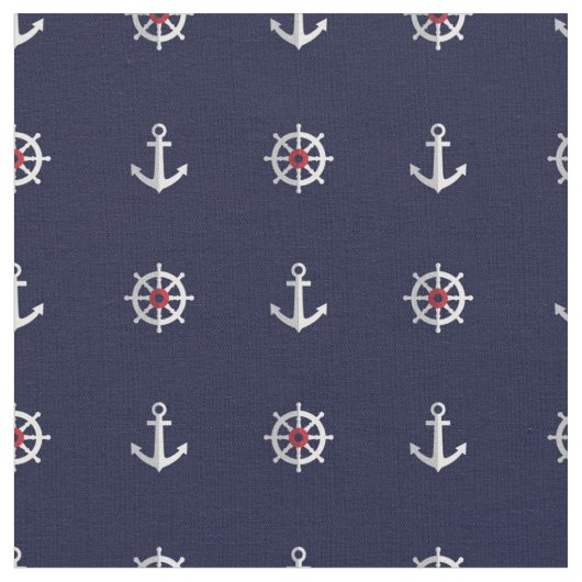 Tissu Motif blanc et bleu rouge d'Ancre (Fermer)