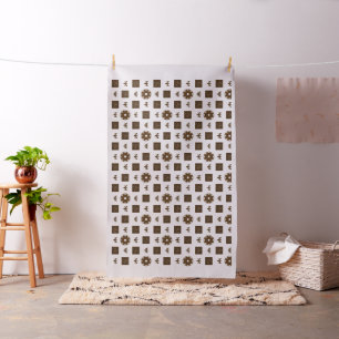Tissu Motif blanc et Brown À damiers