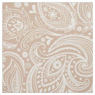 Tissu Motif Blanc Et Tan Paisley