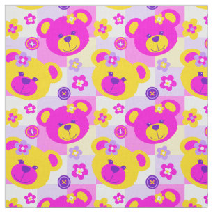 Tissu Motif blanc jaune pourpre de bouton de rose d'ours