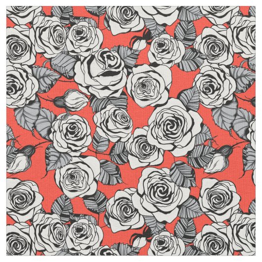 Tissu Motif blanc roses (Fermer)