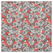 Tissu Motif blanc roses (Échantillon)