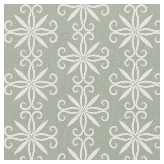 Tissu Motif blanc vert Sage (Fermer)