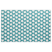 Tissu Motif blanc visage chat Turquoise (Yard)