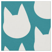 Tissu Motif blanc visage chat Turquoise (Fermer)